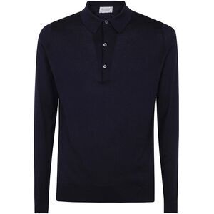 JOHN SMEDLEY Long-Sleeve Merino Wool Polo Shirt Men BLUE Shirts